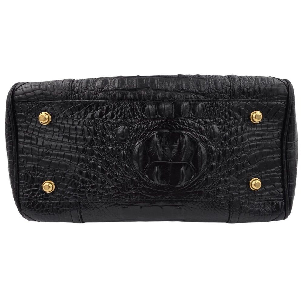Brahmin Duxbury Satchel Black Melbourne Croc Embossed Leather Designer Purse Bag - Picture 8 of 16